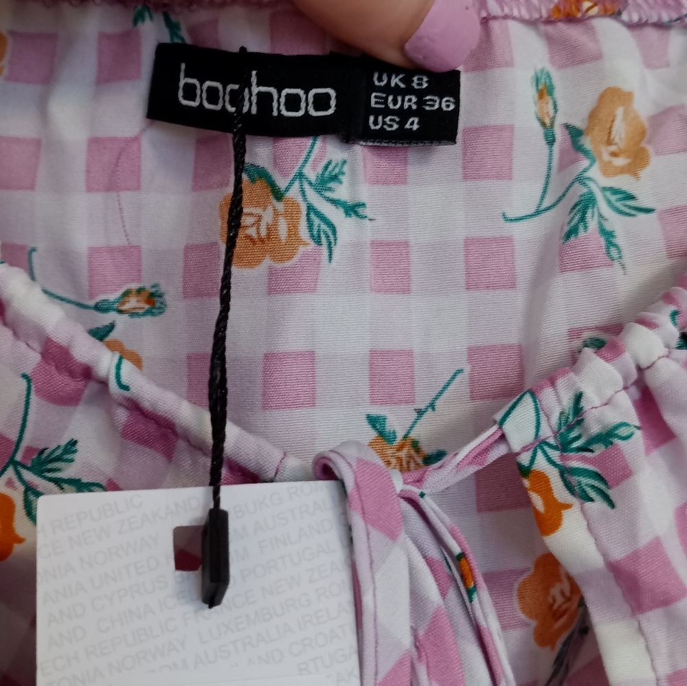 Puff sleeve floral gingham maxi dress - Picture 4 of 5